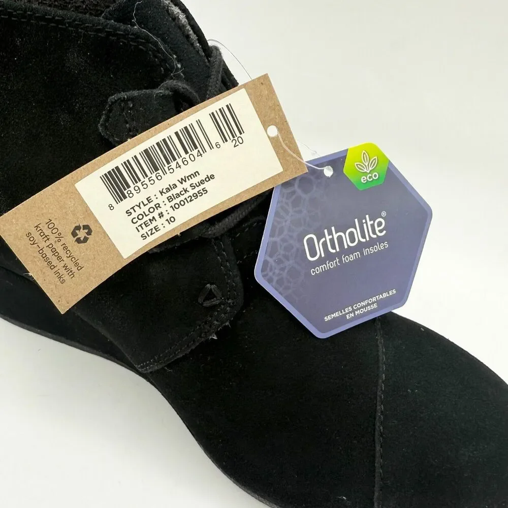 NEW TOMS Kala Wedge‎ Booties Black Suede Women's Size 10 Ortholite #10012955